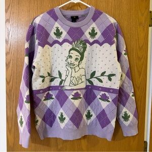Her Universe Disney’s Princess and The Frog "Tiana" Purple Argyle Sweater Size M